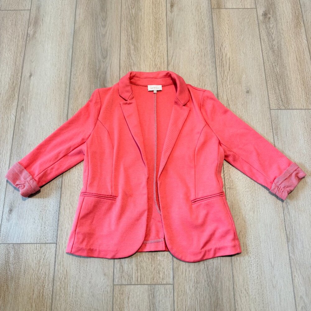 🌺  Coral Pink Open Front Blazer | Skies Are Blue | Size M  🧡 - Picture 7 of 10